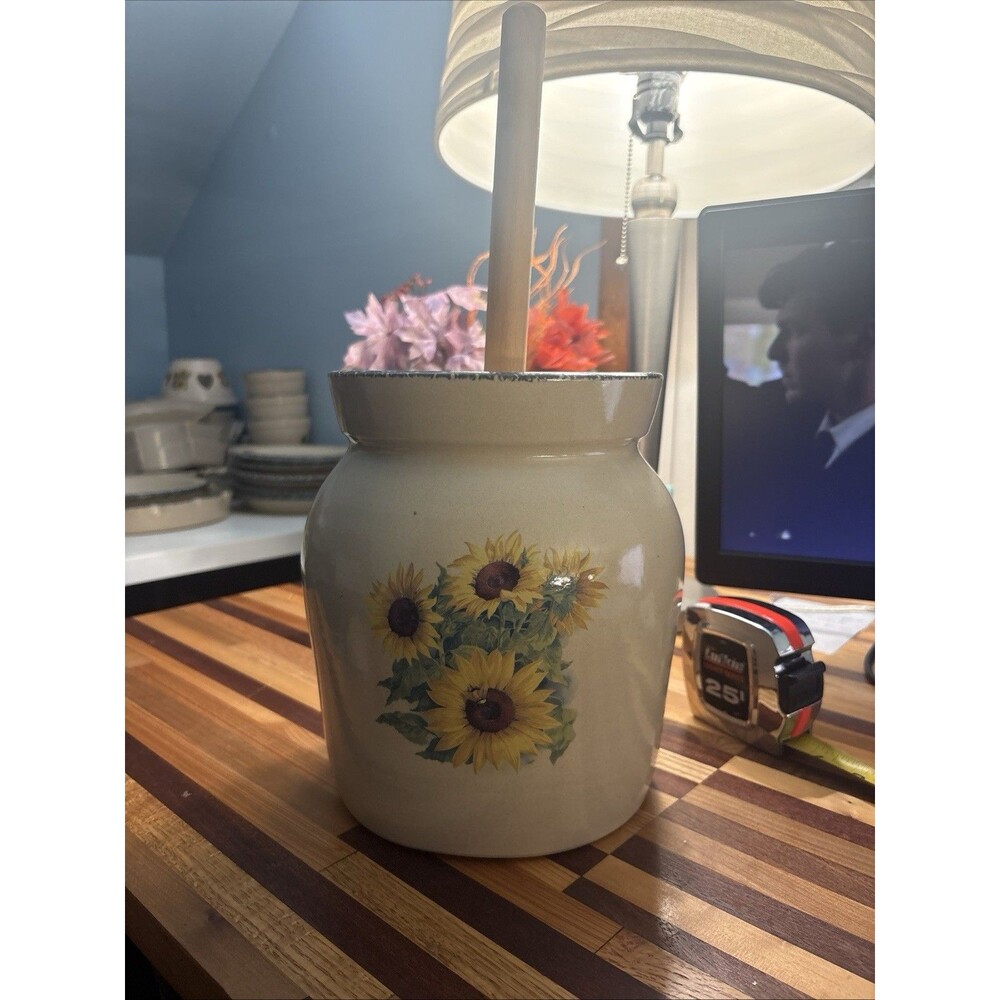 Stoneware Sunflower Home And Garden Party Hand Turned Butter Churn